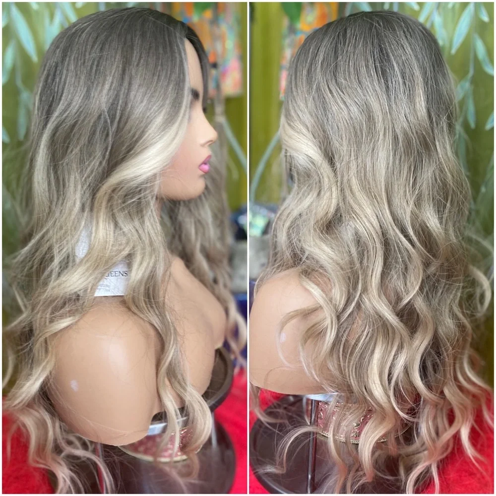 mixed blonde face framing highlights wig